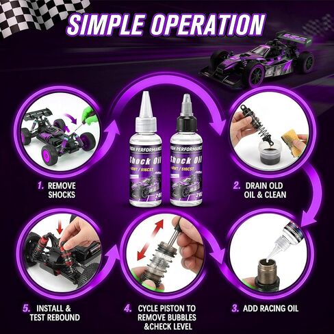 2 Bottles Racing Silicone Shock Oil 40WT 500CST 2OZ, RC Car Shock Oil for Lubricating R/C Radio Controlled Cars and All Types of Vehicles, Electric Car/Truck Option Parts, Does Not Evaporate in Kuwait