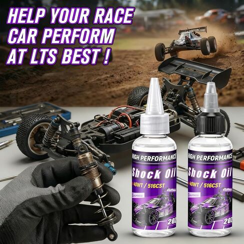 2 Bottles Racing Silicone Shock Oil 40WT 500CST 2OZ, RC Car Shock Oil for Lubricating R/C Radio Controlled Cars and All Types of Vehicles, Electric Car/Truck Option Parts, Does Not Evaporate in Kuwait