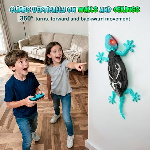 Wall Climbing Gecko, Remote Control Electric Lizard Toy Funny Prank Toys, Floor & Wall Crawling, Glowing Eyes, Upgrade Low Noise, Rechargeable Boys Gifts for Kids 3 4 6+ Year Old in Kuwait