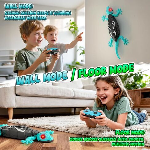 Wall Climbing Gecko, Remote Control Electric Lizard Toy Funny Prank Toys, Floor & Wall Crawling, Glowing Eyes, Upgrade Low Noise, Rechargeable Boys Gifts for Kids 3 4 6+ Year Old in Kuwait