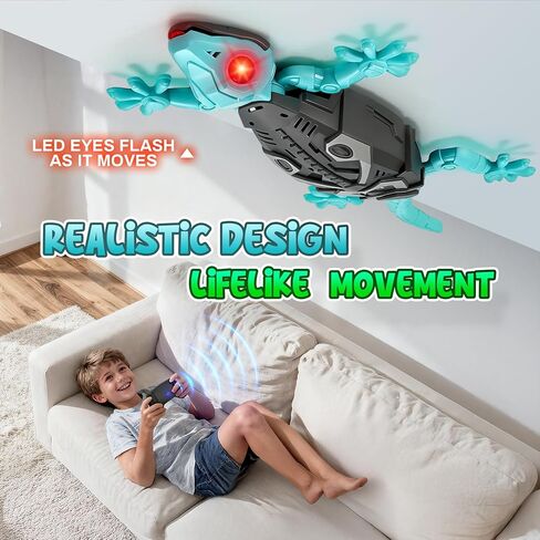 Wall Climbing Gecko, Remote Control Electric Lizard Toy Funny Prank Toys, Floor & Wall Crawling, Glowing Eyes, Upgrade Low Noise, Rechargeable Boys Gifts for Kids 3 4 6+ Year Old in Kuwait