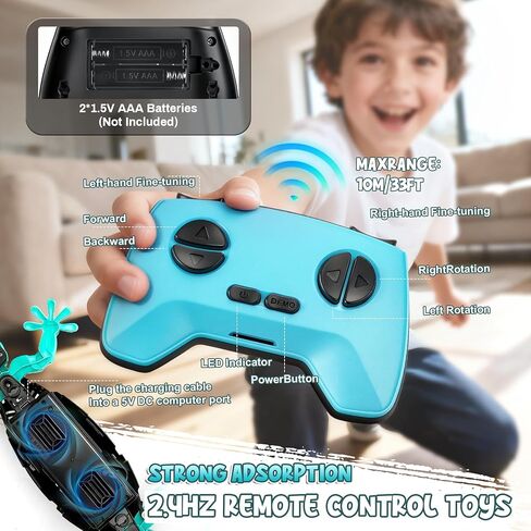 Wall Climbing Gecko, Remote Control Electric Lizard Toy Funny Prank Toys, Floor & Wall Crawling, Glowing Eyes, Upgrade Low Noise, Rechargeable Boys Gifts for Kids 3 4 6+ Year Old in Kuwait