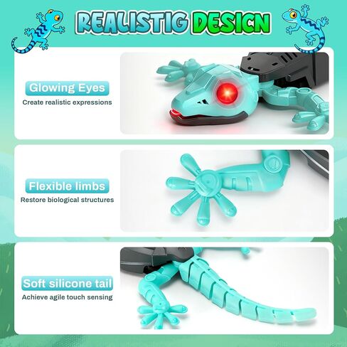 Wall Climbing Gecko, Remote Control Electric Lizard Toy Funny Prank Toys, Floor & Wall Crawling, Glowing Eyes, Upgrade Low Noise, Rechargeable Boys Gifts for Kids 3 4 6+ Year Old in Kuwait