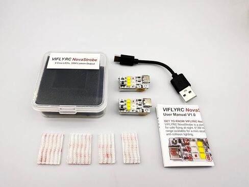 مصباح ستروب بدون طيار متوافق مع إدارة الغذاء والدواء الأمريكية من NovaStrobe، 6 مصابيح Cree LED 1000 لومن، 4 ألوان (أبيض، أحمر، أخضر، أزرق)، يناسب DJI Mini، Neo، Mavic، Air، Avata، Flip (قطعتان) in Kuwait