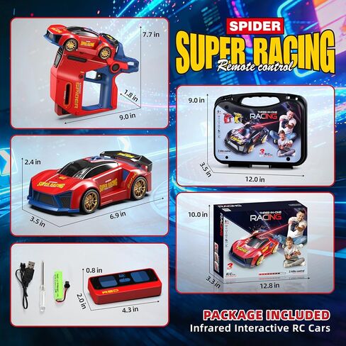 سيارة معركة تفاعلية RC، سيارة تحكم عن بعد مزدوجة بتردد 2.4 جيجا هرتز، سيارة Drift RC مع مسدس محمول بالأشعة تحت الحمراء، بطارية قابلة لإعادة الشحن، تأثيرات إطلاق النار والوجه، ألعاب مطاردة وألعاب ثنائية اللاعبين للأطفال بعمر 3 سنوات فما فوق (أحمر) in Kuwait