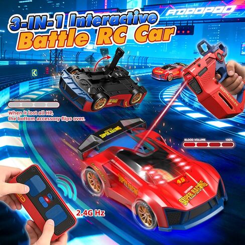 سيارة معركة تفاعلية RC، سيارة تحكم عن بعد مزدوجة بتردد 2.4 جيجا هرتز، سيارة Drift RC مع مسدس محمول بالأشعة تحت الحمراء، بطارية قابلة لإعادة الشحن، تأثيرات إطلاق النار والوجه، ألعاب مطاردة وألعاب ثنائية اللاعبين للأطفال بعمر 3 سنوات فما فوق (أحمر) in Kuwait