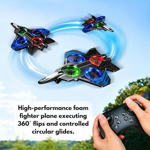 Foam Remote Control Airplanes RC Plane for Kids Adults Beginners, RC Airplane Fighter Jet with Light, 360° Flip Fighter Jet Toys, Stunt Roll, Airplane Toy Gifts for Boys Ages 6-18 in Kuwait