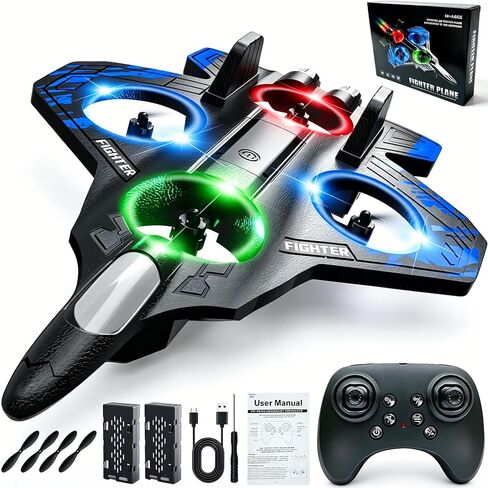 Foam Remote Control Airplanes, RC Plane with Light, RC Airplane Fighter Jet, 360° Flip, Stunt Roll, Airplane Drone for Men, RC Airplane (Blue) in Kuwait