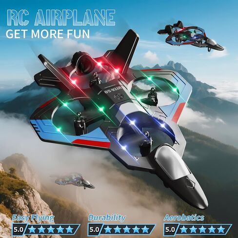 RC Planes for Kids Adults, Foam Remote Control Airplane Jet Helicopter Drone Toys for Kids Adults 8-12 12-16, Remote Control Plane Airplane Toys with Led Lights, 360° Flip Stunt Rotation in Saudi Arabia