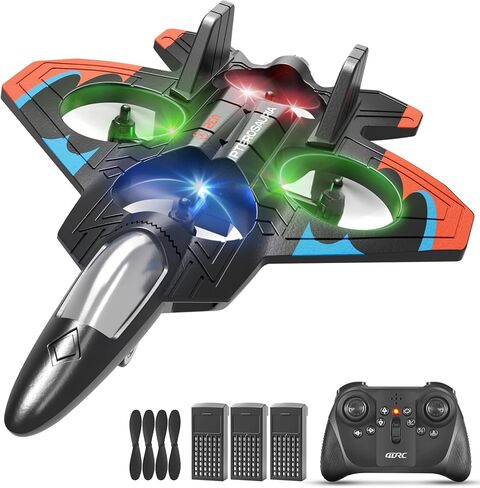 RC Plane for Kids Adults, Foam Remote Control Airplanes Fighter Jet Drone with 2 Batteries, 360° Flip, LED Light, Stunt Roll, Altitude Hold, Easy to Fly for Beginners, Toy Gift for Boys Girls 8-16+ in Kuwait