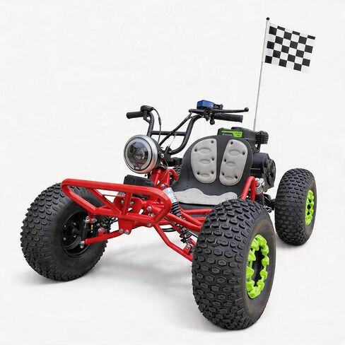 212cc 4-Stroke High-Performance Off-Road Go Kart with CVT, Hydraulic Disc Brakes, Electric & Pull Start, Neutral/Forward/Reverse, 8" All-Terrain Tires, LED Headlight-red in Kuwait