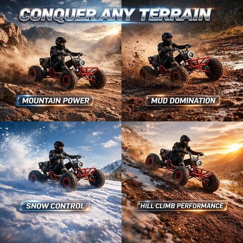 212cc 4-Stroke High-Performance Off-Road Go Kart with CVT, Hydraulic Disc Brakes, Electric & Pull Start, Neutral/Forward/Reverse, 8" All-Terrain Tires, LED Headlight-red in Kuwait