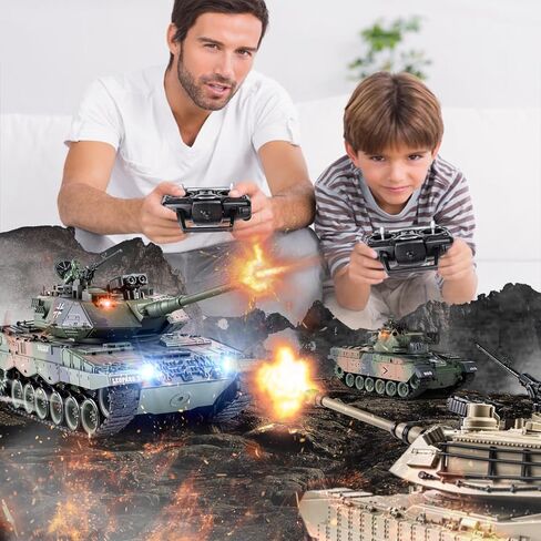 Supdex 1:18 RC Tank، 2.4 جيجا هرتز German Leopard II نموذج دبابة للتحكم عن بعد، لعبة Battle Army Tank 15 قناة مع ضوء دخان وصوت، لعبة عسكرية للبالغين والأطفال الذين يطلقون BBS in Kuwait