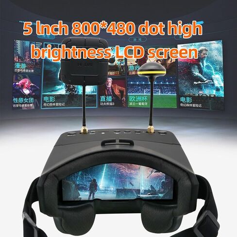 HTLNUZD EV800D FPV Goggles 5.8G 40CH 5" Screen Built-in DVR Battery Antenna for Analog FPV Drone RC Car Airplane in Kuwait