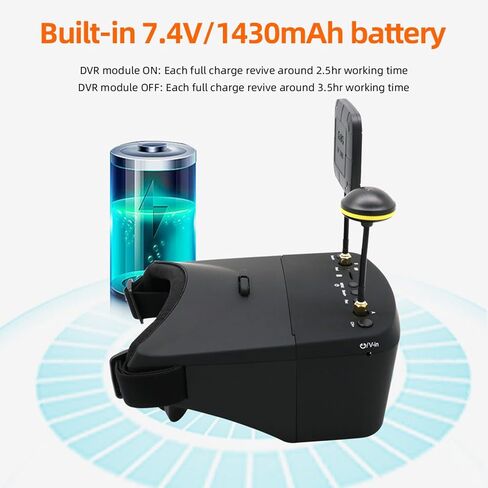 HTLNUZD EV800D FPV Goggles 5.8G 40CH 5" Screen Built-in DVR Battery Antenna for Analog FPV Drone RC Car Airplane in Kuwait