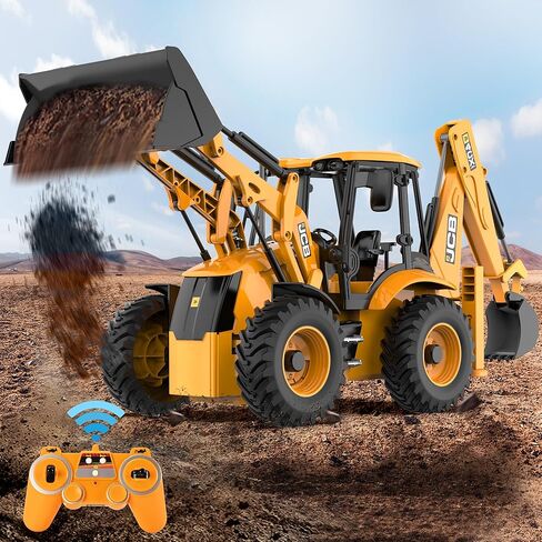 DOUBL E JCB 1:20 Scale RC Excavator & Loader – Dual-Function Construction Model with Rotating Arm, Realistic Sound & Light | Ideal in Kuwait