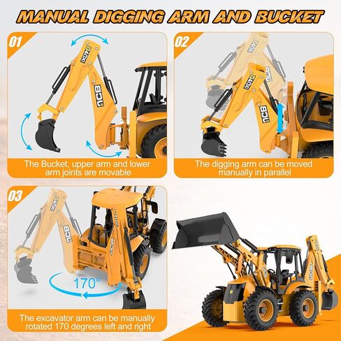 DOUBL E JCB 1:20 Scale RC Excavator & Loader – Dual-Function Construction Model with Rotating Arm, Realistic Sound & Light | Ideal in Kuwait