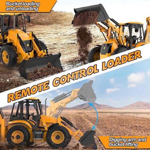 DOUBL E JCB 1:20 Scale RC Excavator & Loader – Dual-Function Construction Model with Rotating Arm, Realistic Sound & Light | Ideal in Kuwait