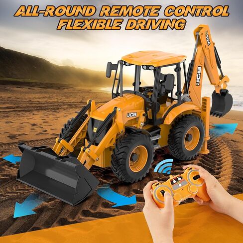 DOUBL E JCB 1:20 Scale RC Excavator & Loader – Dual-Function Construction Model with Rotating Arm, Realistic Sound & Light | Ideal in Kuwait