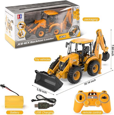 DOUBL E JCB 1:20 Scale RC Excavator & Loader – Dual-Function Construction Model with Rotating Arm, Realistic Sound & Light | Ideal in Kuwait