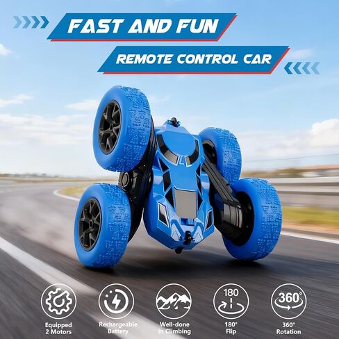 سيارة تحكم عن بعد، ألعاب سيارات RC للأطفال الذين تتراوح أعمارهم بين 6-12 عامًا، شاحنة حيلة RC بتردد 2.4 جيجا هرتز مع تقلبات مزدوجة الجوانب بزاوية 360 درجة، سباق الدفع الرباعي على الطرق الوعرة، هدايا عيد الميلاد لعمر 3 4 5 6 7 5-7 6-8 8-10 سنوات للأولاد وا in Kuwait