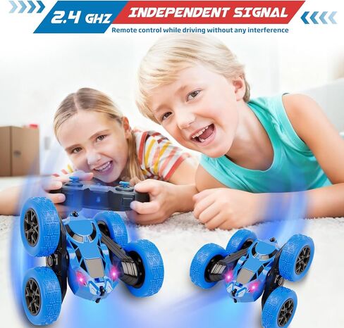 سيارة تحكم عن بعد، ألعاب سيارات RC للأطفال الذين تتراوح أعمارهم بين 6-12 عامًا، شاحنة حيلة RC بتردد 2.4 جيجا هرتز مع تقلبات مزدوجة الجوانب بزاوية 360 درجة، سباق الدفع الرباعي على الطرق الوعرة، هدايا عيد الميلاد لعمر 3 4 5 6 7 5-7 6-8 8-10 سنوات للأولاد وا in Kuwait