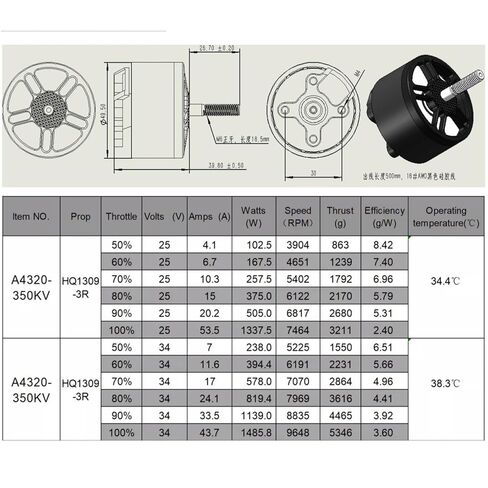 4320 350KV Brushless Motor for 13 Inch FPV Drone, CW Thread, High Torque Long Range Motor for Cinematic & Payload Drones, Compatible with 6S-12S, 19mm Mounting (4pcs) in Kuwait