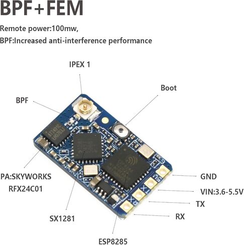 جهاز استقبال ELRS 2.4G Nano RX، خفيف للغاية 0.4 جرام مع هوائي T، مضاد للتداخل BPF، 100 ميجاوات و3.6-5.5 فولت لطائرة RC in Kuwait