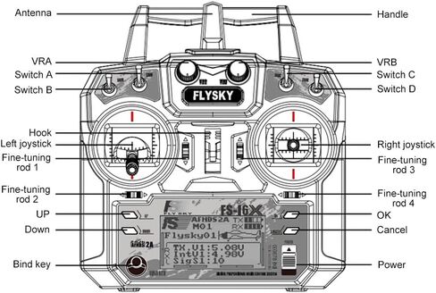 Flysky FS-i6X 2.4GHz 10CH AFHDS 2A RC Transmitter with FS-iA6B Receiver for RC Drone Airplane Helicopter in Kuwait