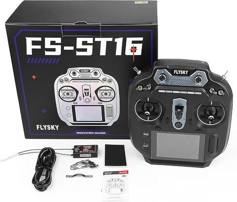 جهاز إرسال راديو Flysky FS-ST16 Pro وFS-SR8 8CH كومبو، شاشة IPS 3.5 بوصة، نطاق مزدوج 2.4 جيجا/900 ميجاهرتز، محور تأثير القاعة، نظام OpenTX، للطائرة، FPV، سيارة RC (خنق اليد اليسرى) in Kuwait