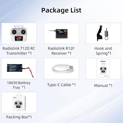 جهاز إرسال Radiolink T12D V2 ذو 12 قناة RC وجهاز استقبال R12F، يدعم وحدة ELRS الصغيرة، وحدة تحكم عن بعد طويلة المدى لقارب السيارة بدون طيار FPV (الوضع 2) in Kuwait