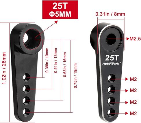 HobbyPark Metal 25T Servo Horn 5mm Spline Gear 25 Teeth Steering Arm for 1/18 RC Cars Trucks Crawler RC Airplane Aircraft Servos Motor (2-Pack) in Kuwait