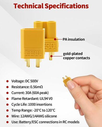 20 Pairs XT30 Connectors (Male + Female Plugs) with 80 PCS Heat Shrink Tubing for RC Battery Connector, RC Lipo Battery Car Boat in Kuwait