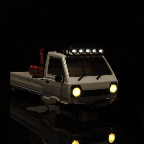 طقم هيكل صلب لشاحنة KT24 1/24 Kei مع مصابيح LED لمحور SCX24، C10، برونكو، رانجلر، معسكر القاعدة، 4 عداء (قاعدة عجلات 133 مم) - أبيض دافئ in Kuwait