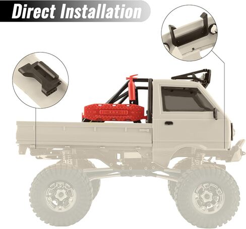 طقم هيكل صلب لشاحنة KT24 1/24 Kei مع مصابيح LED لمحور SCX24، C10، برونكو، رانجلر، معسكر القاعدة، 4 عداء (قاعدة عجلات 133 مم) - أبيض دافئ in Kuwait
