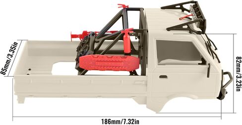 طقم هيكل صلب لشاحنة KT24 1/24 Kei مع مصابيح LED لمحور SCX24، C10، برونكو، رانجلر، معسكر القاعدة، 4 عداء (قاعدة عجلات 133 مم) - أبيض دافئ in Kuwait
