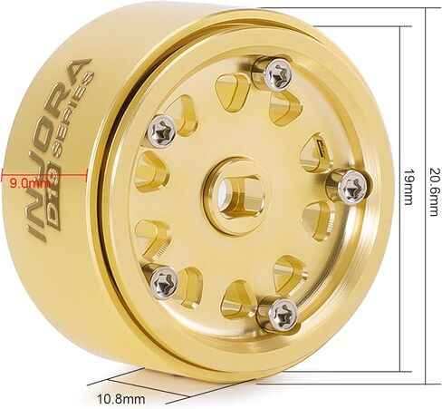 INJORA D19 0.7" Brass Beadlock Wheels for 1/30 Axial SCX30 (W7007) in Kuwait