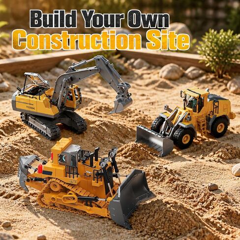YESHIN Remote Control Bulldozer, 9 Channel Metal RC Track-Type Tractor with Lights & Sound, 2.4GHz Construction Vehicle Toy, Rechargeable, Gifts for Boys Ages 3-12 Birthday Christmas in Saudi Arabia