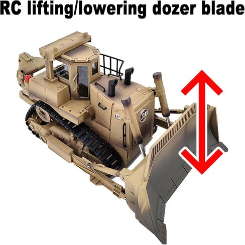 1/16 Scale RC Bulldozer, 2.4GHz 9 Channel Remote Control Track Type Tractor, Remote Control Construction Vehicle Toy for Teens, Liftable Blade and Ripper in Kuwait