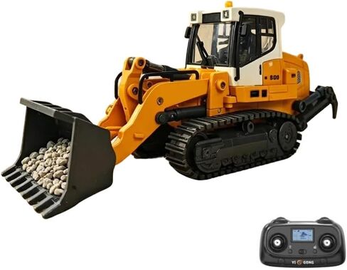 1/50 Scale RC Loader Backhoe for Adults, Metal Remote Control Excavator Bulldozer Construction Vehicle with Lead Screw Drive System, 3-in-1 Bucket, Sound & Light FX in Saudi Arabia
