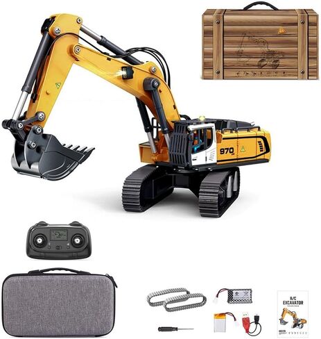 1/50 RC Loader Backho, 2.4G 26CH Remote Control Loader Backho Bulldozer with Light Sound Effects/3-in-1 Bucket, 3KM/H Engineering RC Construction Vehicle Gift for Adults -RTR in Kuwait