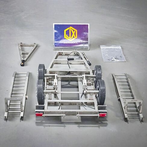 TOUCAN RC HOBBY 1/14 ET2 2Axles Trailer for E20 Remote Control Excavator Support Legs Stainless Steel Tailboard Almost Assembled in Kuwait