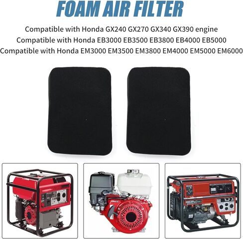 Saihisday Air Filter Foam 2pcs 17211-899-000 Replacement for Honda Generator EB3000 EB3500 EB3800 EB4000 EB5000 EB6500 EM3000 EM3500 EM3800 EM4000 EM5000 EM6000 EW140 GX390 GX340 GX240 17211899000 in Saudi Arabia