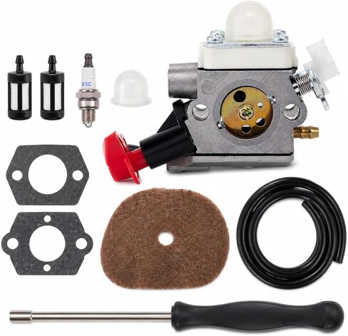 طقم المكربن ​​FS56RC لـ Stihl FS56RC FS70R KM56C HT56C - يستبدل 4144 120 0608، C1M-S267A بفلتر الهواء وخطوط الوقود وسدادة الإشعال وأداة التعديل in Kuwait