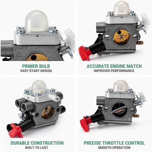 طقم المكربن ​​FS56RC لـ Stihl FS56RC FS70R KM56C HT56C - يستبدل 4144 120 0608، C1M-S267A بفلتر الهواء وخطوط الوقود وسدادة الإشعال وأداة التعديل in Kuwait