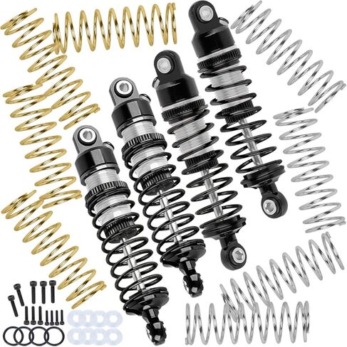 Big Bore Shock Absorber & 3 Types of Hardness Springs Upgrades Part for 1/18 Granite Grom,1/14 Typhon Grom,1/16 Mojave Grom,RC Alloy Front Or Rear Adjustable Spring Shock,Silver in Kuwait