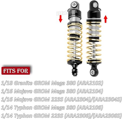 Big Bore Shock Absorber & 3 Types of Hardness Springs Upgrades Part for 1/18 Granite Grom,1/14 Typhon Grom,1/16 Mojave Grom,RC Alloy Front Or Rear Adjustable Spring Shock,Silver in Kuwait