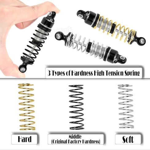 Big Bore Shock Absorber & 3 Types of Hardness Springs Upgrades Part for 1/18 Granite Grom,1/14 Typhon Grom,1/16 Mojave Grom,RC Alloy Front Or Rear Adjustable Spring Shock,Silver in Kuwait