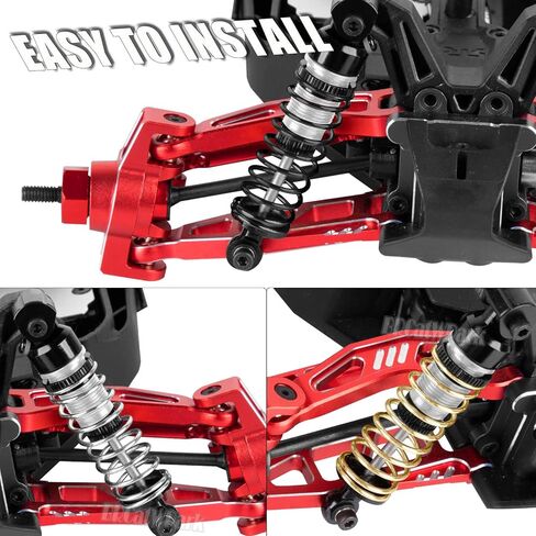 Big Bore Shock Absorber & 3 Types of Hardness Springs Upgrades Part for 1/18 Granite Grom,1/14 Typhon Grom,1/16 Mojave Grom,RC Alloy Front Or Rear Adjustable Spring Shock,Silver in Kuwait
