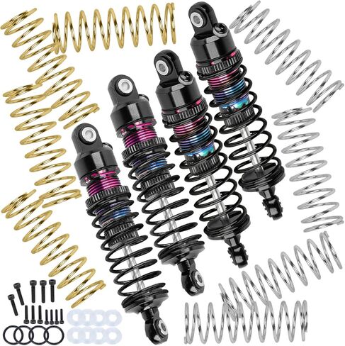 Big Bore Shock Absorber & 3 Types of Hardness Springs Upgrades Part for 1/18 Granite Grom/LaTrax,1/14 Typhon Grom,1/16 Mojave Grom,RC Alloy Front Or Rear Adjustable Spring Shock,Navy Blue in Kuwait